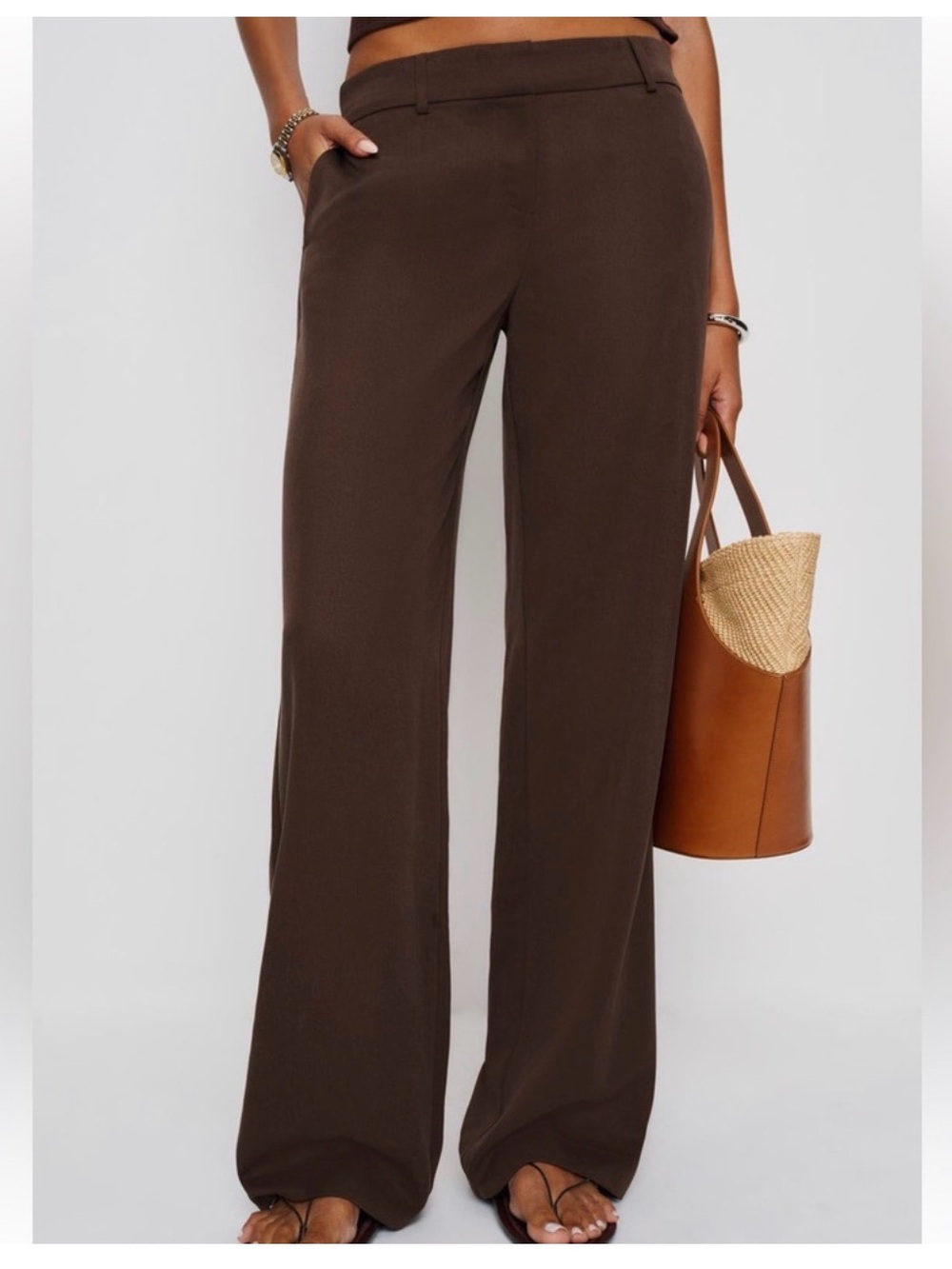 Reformation Gisele Low Rise Pants in Cafe 12 - Picture 2 of 6